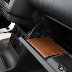 PORTE-PASSEPORT / CARTE GRISE / ASSURANCE EN CUIR VERITABLE MARRON FONCE 4