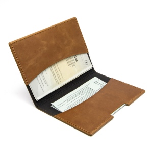 PORTE-PASSEPORT / CARTE GRISE / ASSURANCE EN CUIR VERITABLE MARRON FONCE 7