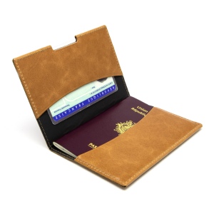 PORTE-PASSEPORT / CARTE GRISE / ASSURANCE EN CUIR VERITABLE MARRON CLAIR 6
