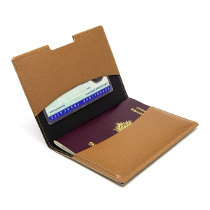 PORTE-PASSEPORT / CARTE GRISE / ASSURANCE  EN SIMILI-CUIR LISSE MARRON 6