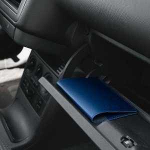 PORTE-PASSEPORT / CARTE GRISE / ASSURANCE CUIR RECYCLÉ BLEU MARINE 4