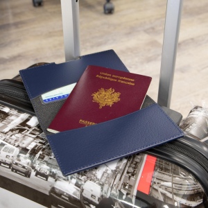 PORTE-PASSEPORT / CARTE GRISE / ASSURANCE CUIR RECYCLÉ BLEU MARINE 5