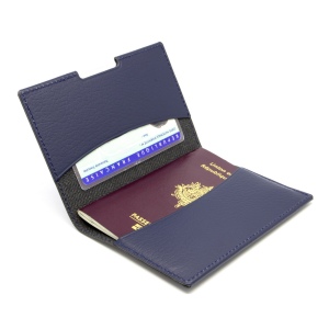 PORTE-PASSEPORT / CARTE GRISE / ASSURANCE CUIR RECYCLÉ BLEU MARINE 6