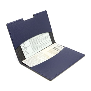 PORTE-PASSEPORT / CARTE GRISE / ASSURANCE CUIR RECYCLÉ BLEU MARINE 7