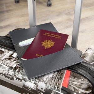 PORTE-PASSEPORT / CARTE GRISE / ASSURANCE CUIR RECYCLÉ GRIS 4
