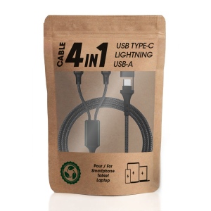RENKEI - CÂBLE DE CHARGE 4 EN 1 20W EN MATÉRIAUX RECYCLÉS - NOIR 3