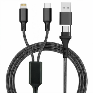 RENKEI - CÂBLE DE CHARGE 4 EN 1 20W EN MATÉRIAUX RECYCLÉS - NOIR