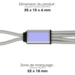 MIJI - CÂBLE COURT 4 EN 1 18 CM À CHARGE RAPIDE 20W EN MATÉRIAUX RECYCLÉS - SILVER 2