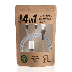 RENKEI - CÂBLE DE CHARGE 4 EN 1 20W EN MATÉRIAUX RECYCLÉS - SILVER 3