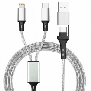 RENKEI - CÂBLE DE CHARGE 4 EN 1 20W EN MATÉRIAUX RECYCLÉS - SILVER