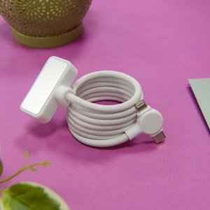 DAO - CÂBLE MAGNÉTIQUE 100W & TRANSFERT DE DONNÉES RAPIDE 4 EN 1 - BLANC 5