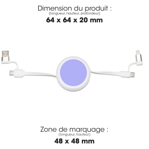 ANWA - CÂBLE DÉROULEUR 4 EN 1 À CHARGE RAPIDE 20W EN MATÉRIAUX RECYCLÉS - BLANC 2