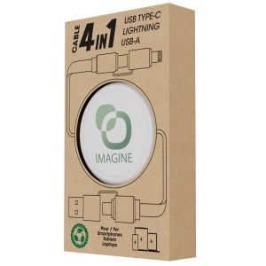 ANWA - CÂBLE DÉROULEUR 4 EN 1 À CHARGE RAPIDE 20W EN MATÉRIAUX RECYCLÉS - BLANC 3