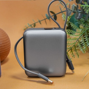 BUSHI - Batterie Powerbank 10,000 mAh avec câbles intégrés à charge rapide 22,5W 5