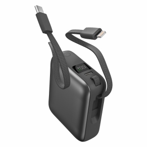 BUSHI - Batterie Powerbank 10,000 mAh avec câbles intégrés à charge rapide 22,5W 8