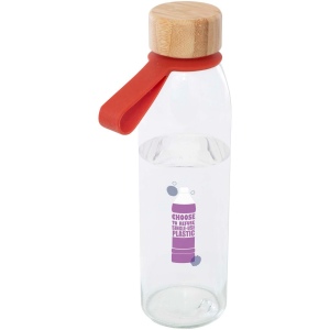 Bouteille d'eau en verre Porto de 500 ml avec poignée en silicone et couvercle en bambou 13