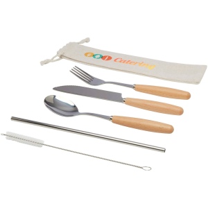 Ensemble de couverts Root 5 pièces en acier inoxydable et bois de hêtre 4