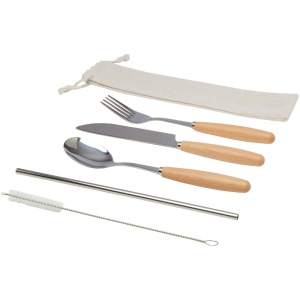 Ensemble de couverts Root 5 pièces en acier inoxydable et bois de hêtre 2