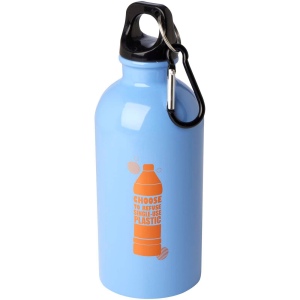 Bouteille d'eau Oregon de 400 ml simple paroi en acier recyclé certifié RCS avec mousqueton 28