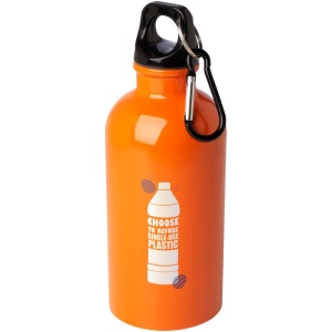 Bouteille d'eau Oregon de 400 ml simple paroi en acier recyclé certifié RCS avec mousqueton 31