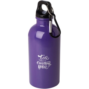 Bouteille d'eau Oregon de 400 ml simple paroi en acier recyclé certifié RCS avec mousqueton 32