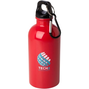 Bouteille d'eau Oregon de 400 ml simple paroi en acier recyclé certifié RCS avec mousqueton 33