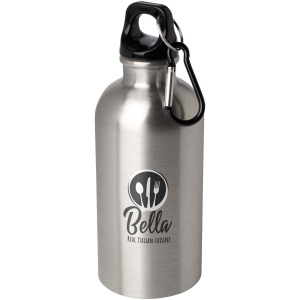 Bouteille d'eau Oregon de 400 ml simple paroi en acier recyclé certifié RCS avec mousqueton 35