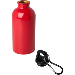 Bouteille d'eau Oregon de 400 ml simple paroi en acier recyclé certifié RCS avec mousqueton 45