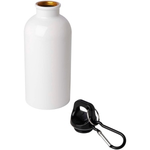 Bouteille d'eau Oregon de 400 ml simple paroi en acier recyclé certifié RCS avec mousqueton 48