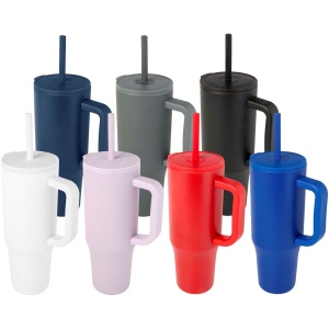 Gobelet isotherme Brady 900 ml certifié RCS avec paille en silicone 38