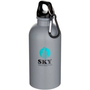 Bouteille d’eau Oregon de 400 ml à simple paroi avec finition MATE, en acier inoxydable recyclé certifié RCS avec mousqueton 11