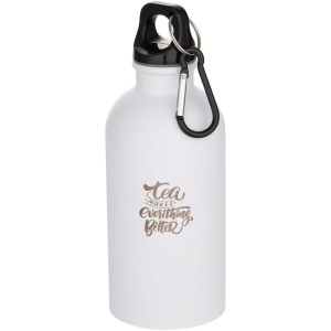 Bouteille d’eau Oregon de 400 ml à simple paroi avec finition MATE, en acier inoxydable recyclé certifié RCS avec mousqueton 13