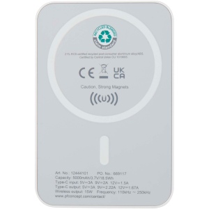 Batterie de secours Acrab magnétique sans fil de 5 000 mAh et 15 W avec PD de 20 W - fabriquée en plastique recyclé 9