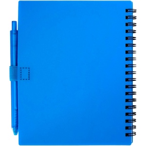 Ensemble carnet à couverture souple en plastique recyclé et stylo bille (encre bleue) Niove 15