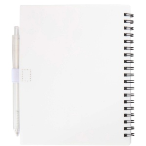 Ensemble carnet à couverture souple en plastique recyclé et stylo bille (encre bleue) Niove 17