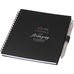 Ensemble carnet à couverture souple en plastique recyclé et stylo bille (encre bleue) Niove 10