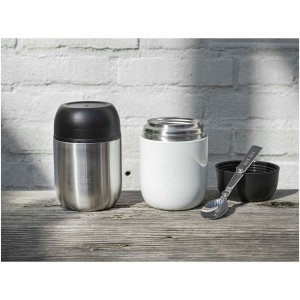 Boîte-repas Supo en acier inoxydable recyclé à double paroi de 480 ml avec cuillère pliable 14