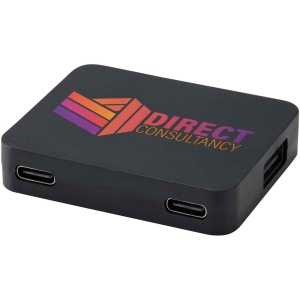 Hub USB 4 ports Gaia avec sortie USB-A et Type-C et double entrée - fabriqué en plastique recyclé 6