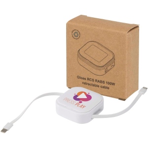 Câble rétractable 5 en 1 Gloas en matériaux recyclés pour synchronisation de données et charge rapide de 100 W avec kit d’outils pour smartphone 7