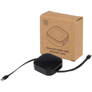 Câble rétractable 5 en 1 Gloas en matériaux recyclés pour synchronisation de données et charge rapide de 100 W avec kit d’outils pour smartphone