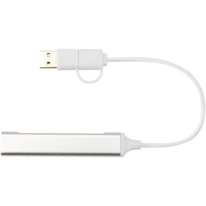 Hub USB-A et Type-C Alkaid à 4 ports en aluminium recyclé avec double entrée 3
