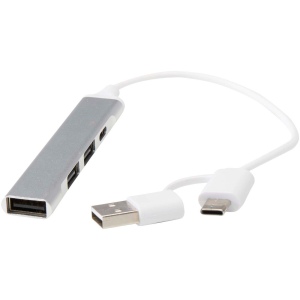 Hub USB-A et Type-C Alkaid à 4 ports en aluminium recyclé avec double entrée 7