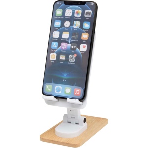 Support de téléphone de bureau Alfirk pliable en plastique recyclé avec détails en bambou 3