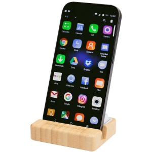 Support de téléphone Algol avec jouet fidget en plastique recyclé et détails en bambou 4
