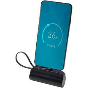 Batterie de secours Alnair Type-C de5 000 mAh et 10 W en plastique recyclé avec support de retournement intégré et câble 2 en 1 2