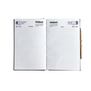 AGENDA DE CHANTIER 2026 - 90 x 140 mm - COUVERTURE BORDEAUX TRANSFERT A CHAUD - ELASTIQUE DE FERMETURE - CRAYON ET PORTE CRAYON 5