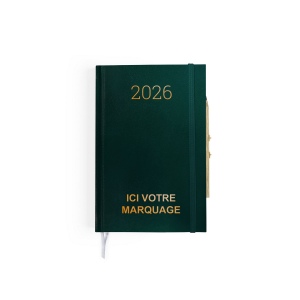 AGENDA DE CHANTIER 2026 - 90 x 140 mm - COUVERTURE BLEUE TRANSFERT A CHAUD - ELASTIQUE DE FERMETURE - CRAYON ET PORTE CRAYON 4