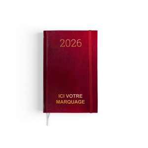 AGENDA DE CHANTIER 2026 - 90 x 140 mm - COUVERTURE BLEUE TRANSFERT A CHAUD - ELASTIQUE DE FERMETURE - CRAYON ET PORTE CRAYON