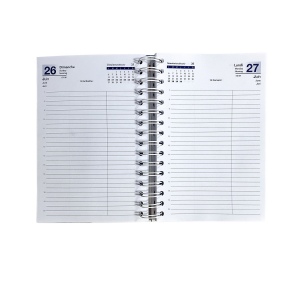 AGENDA CARRE 1 JOUR SPIRALE 2026 - 145 x 215 mm - COUVERTURE BLEUE TRANSFERT A CHAUD 10