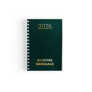 AGENDA CARRE 1 JOUR SPIRALE 2026 - 145 x 215 mm - COUVERTURE VERTE TRANSFERT A CHAUD 9